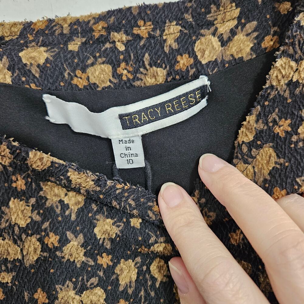 Anthropologie Tracy Reese Fluttered Floral Knee-Length Dress Size 10 Cottagecore - Picture 4 of 8